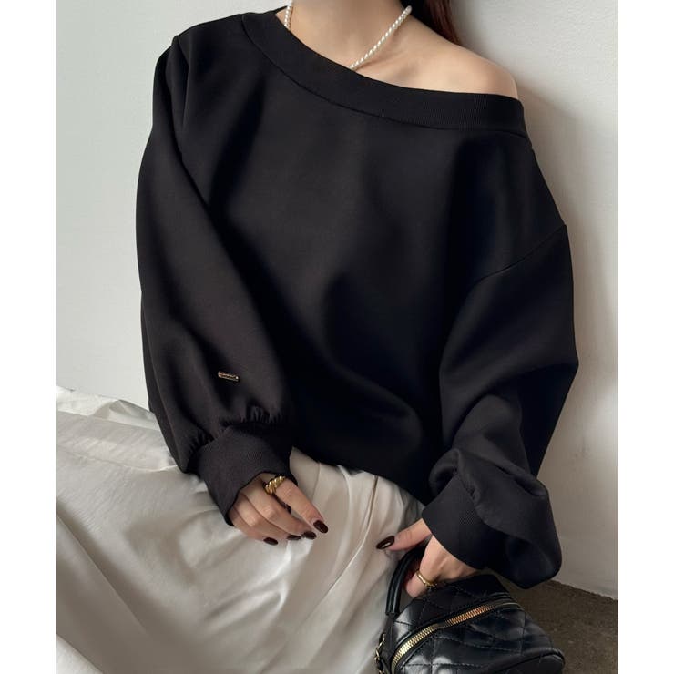 ブラック | ワンショルスリットスウェット | JUNOAH