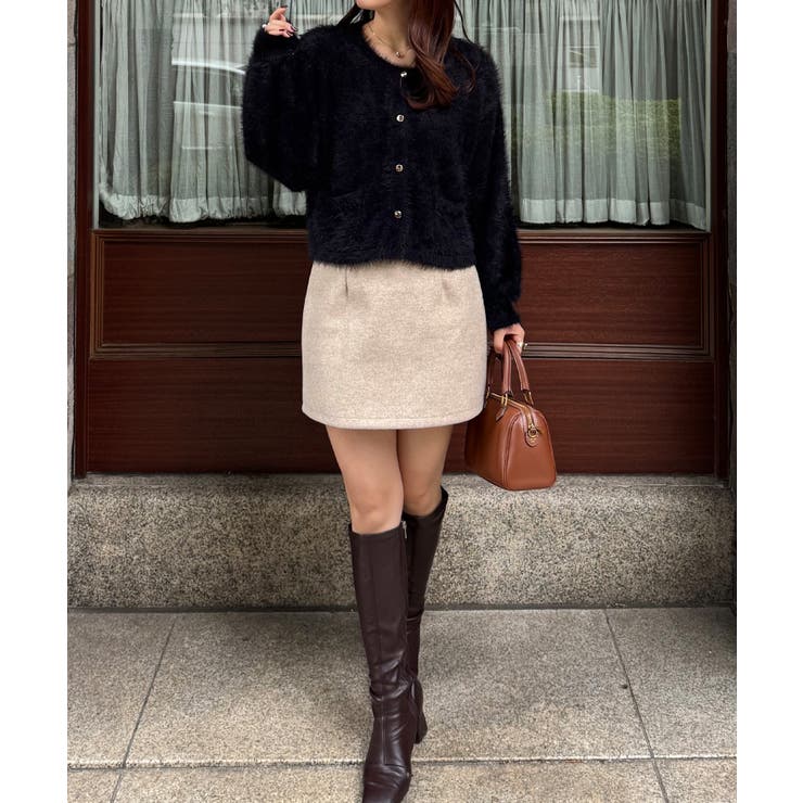 シャギーショートニットカーディガン | JUNOAH | 詳細画像8 