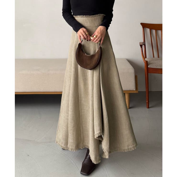 ハイウエストツイードフリンジフレアスカート | JUNOAH | 詳細画像10 