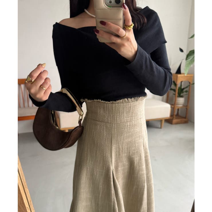 ハイウエストツイードフリンジフレアスカート | JUNOAH | 詳細画像12 