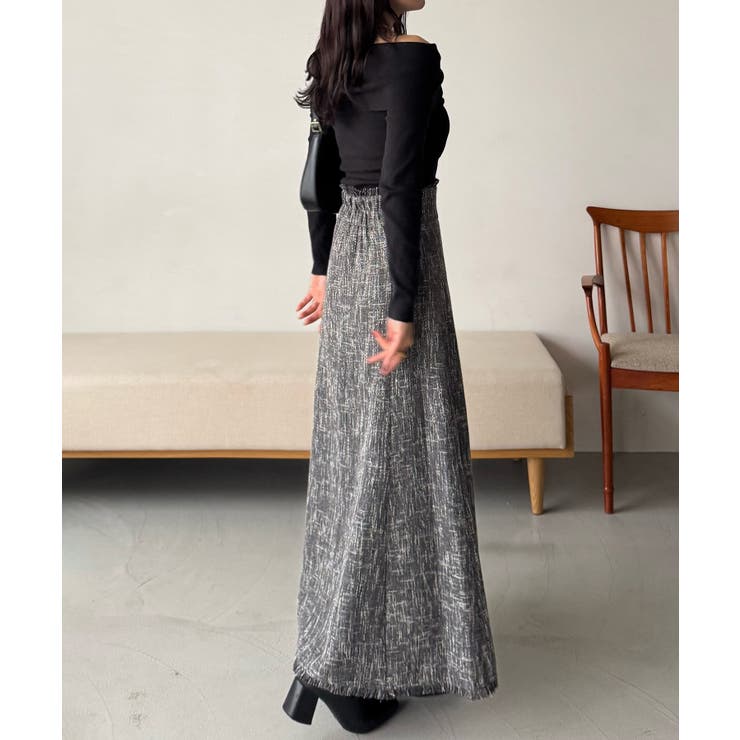 ハイウエストツイードフリンジフレアスカート | JUNOAH | 詳細画像3 