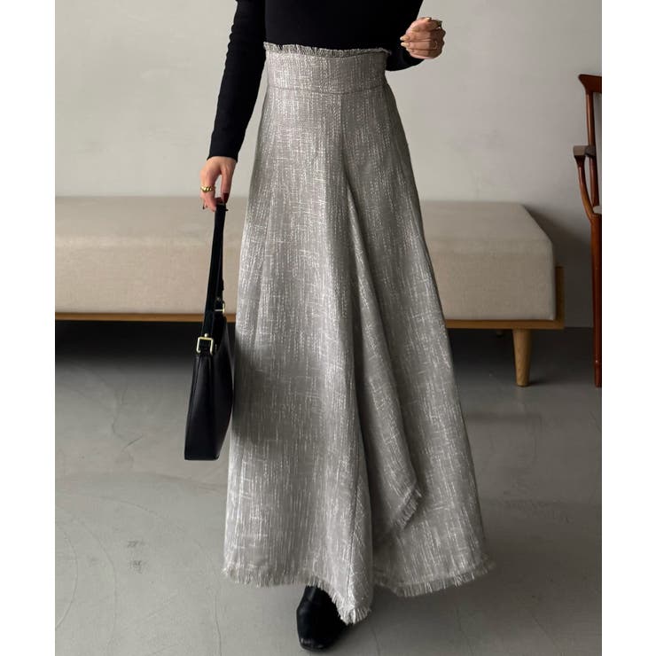 ハイウエストツイードフリンジフレアスカート | JUNOAH | 詳細画像6 