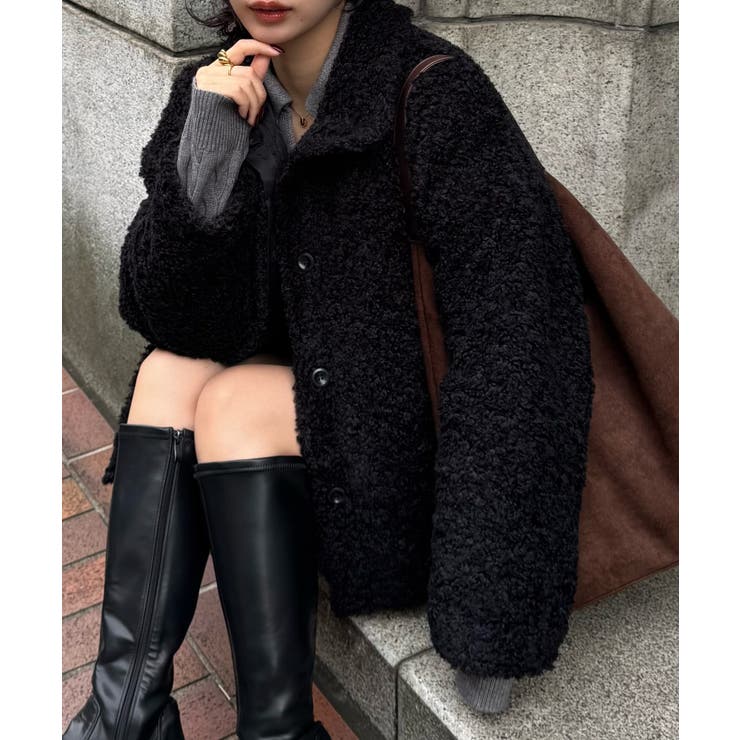 ブラック | 2wayカラープードルファーコート | JUNOAH