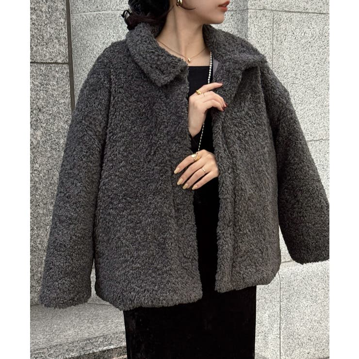 チャコール | 2wayカラープードルファーコート | JUNOAH