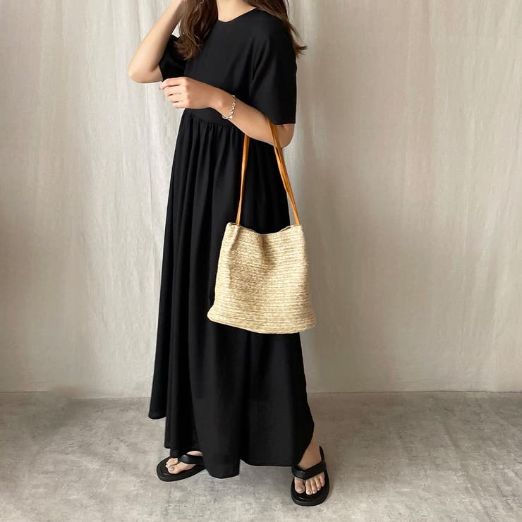 リネン混半袖マキシ丈ワンピース[品番：AMTW0003987]｜JUNOAH