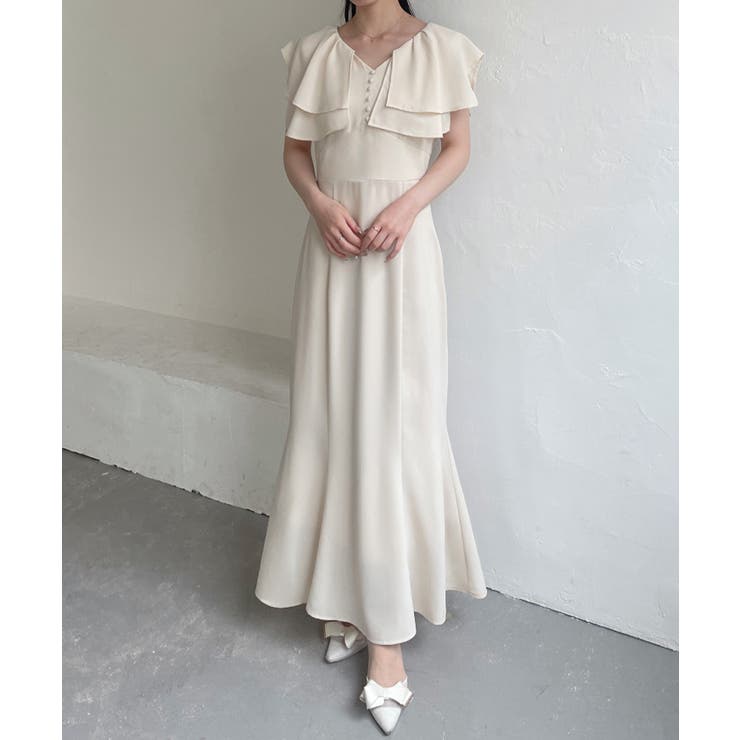 アイボリー | ラッフルカラーマーメイドワンピース | JUNOAH