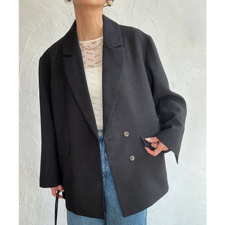 ブラック | オーバーサイズツイードテーラードジャケット | JUNOAH