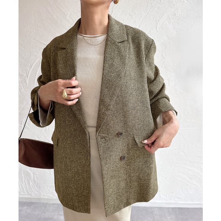 ブラウン | オーバーサイズツイードテーラードジャケット | JUNOAH