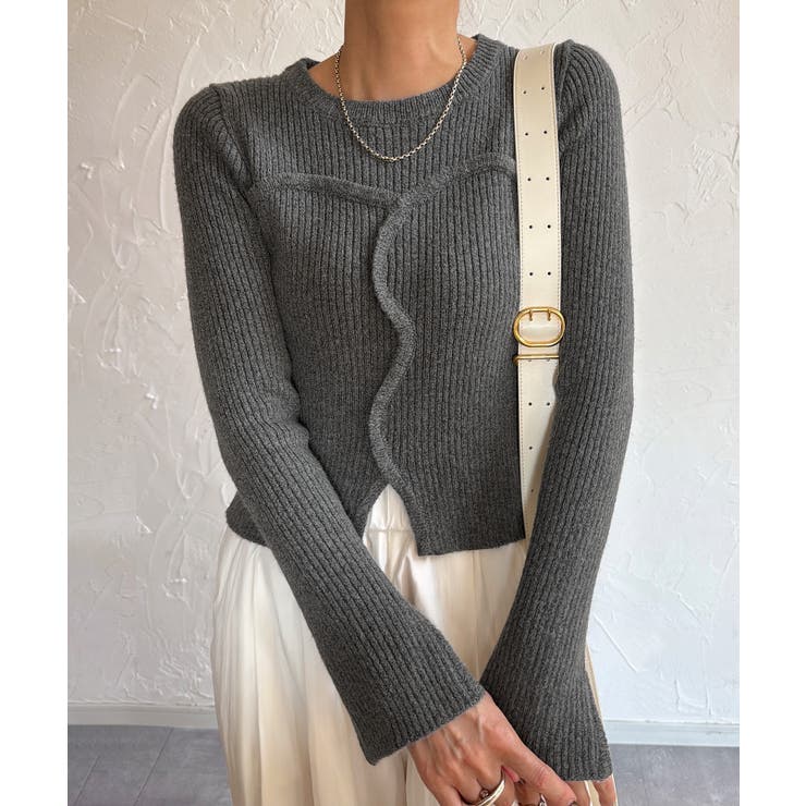 チャコール | ビスチェドッキングリブニット | JUNOAH