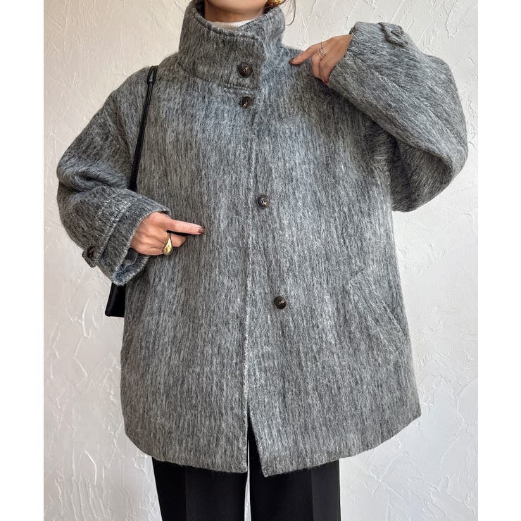 ライトグレー | スタンドカラーシャギーコート | JUNOAH