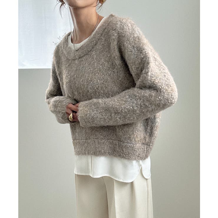 シャツレイヤードオーバーサイズシャギーニット | JUNOAH | 詳細画像12 