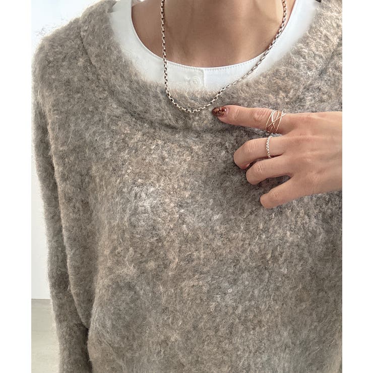 シャツレイヤードオーバーサイズシャギーニット | JUNOAH | 詳細画像13 