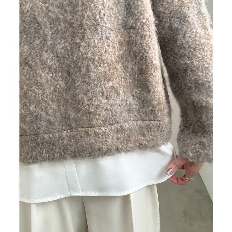 シャツレイヤードオーバーサイズシャギーニット | JUNOAH | 詳細画像14 