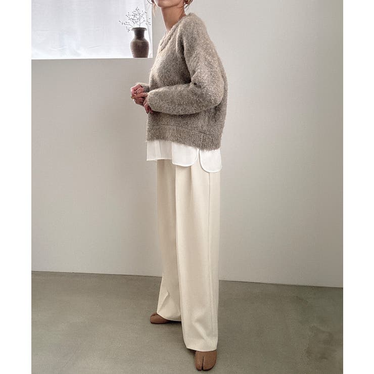 シャツレイヤードオーバーサイズシャギーニット | JUNOAH | 詳細画像15 