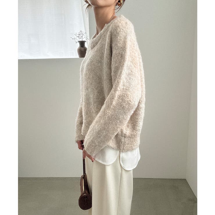 シャツレイヤードオーバーサイズシャギーニット | JUNOAH | 詳細画像3 