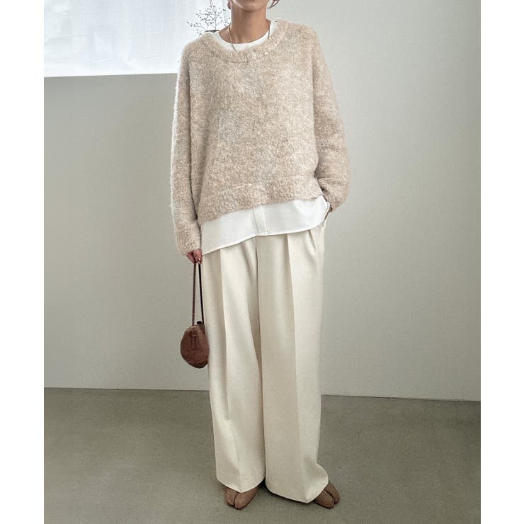 シャツレイヤードオーバーサイズシャギーニット | JUNOAH | 詳細画像4 