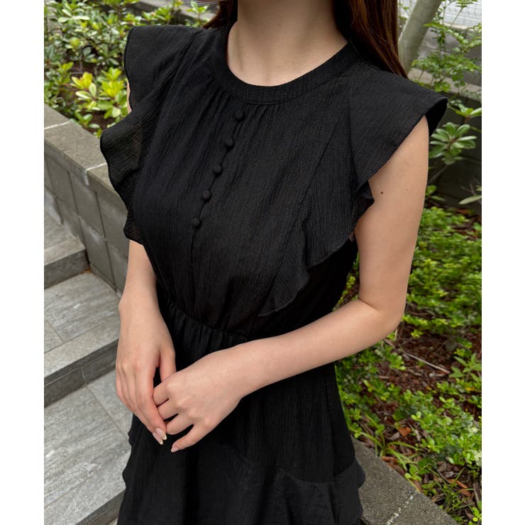楊柳シフォンバックレースアップワンピース[品番：AMTW0012478