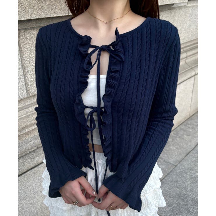 リボンフリルニットカーディガン | JUNOAH | 詳細画像5 