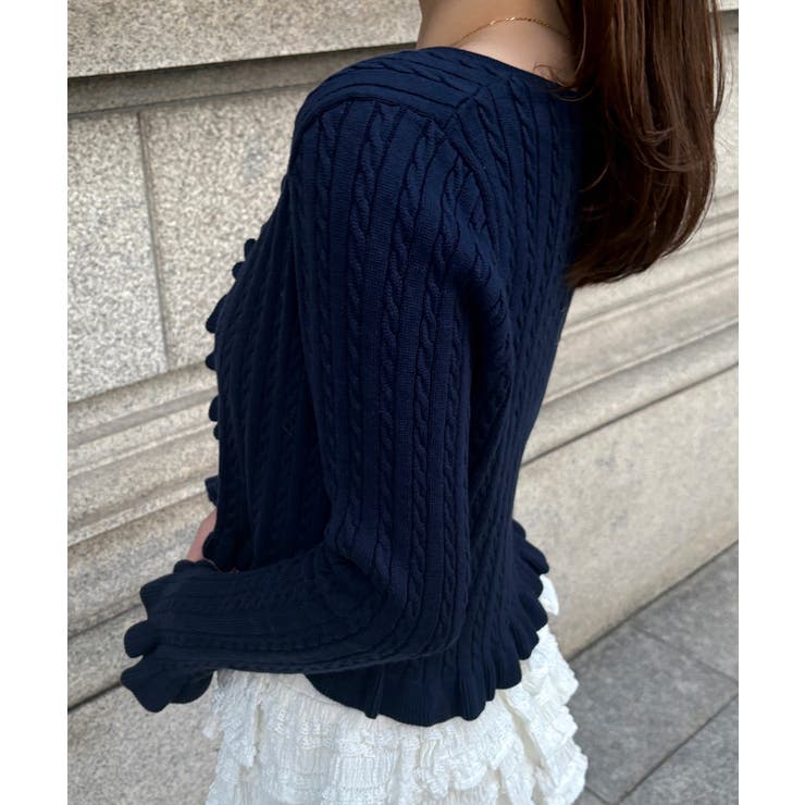 リボンフリルニットカーディガン | JUNOAH | 詳細画像6 