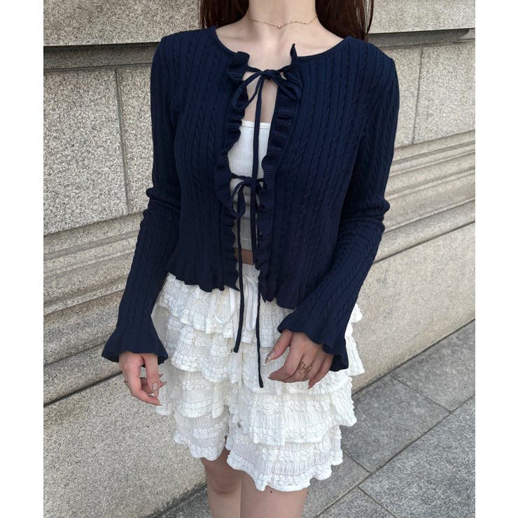 リボンフリルニットカーディガン | JUNOAH | 詳細画像7 