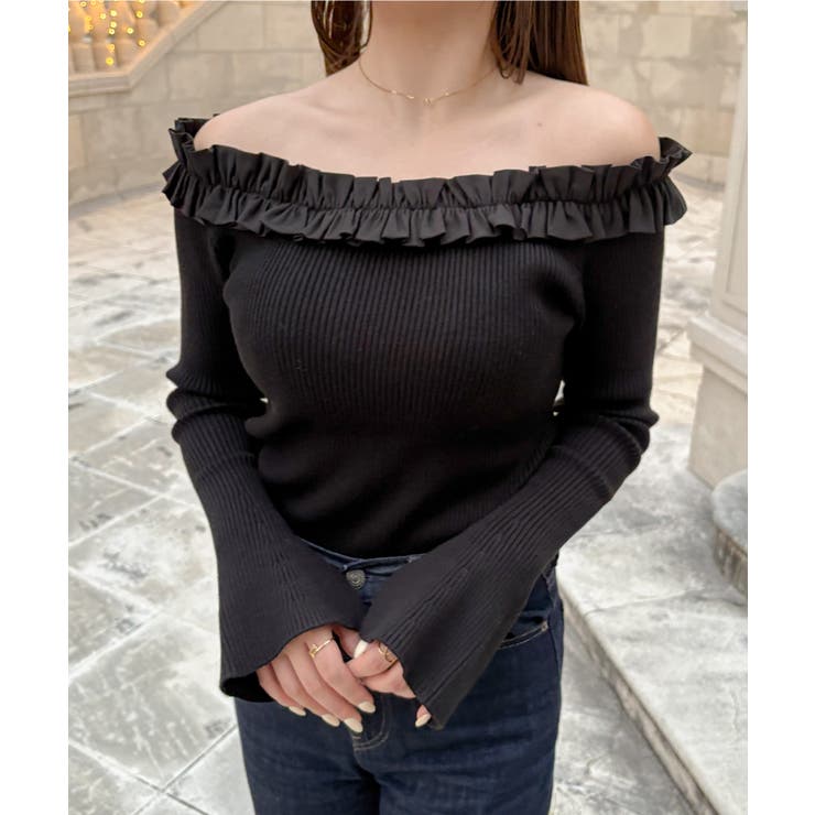 フリルニットトップス | JUNOAH | 詳細画像1 