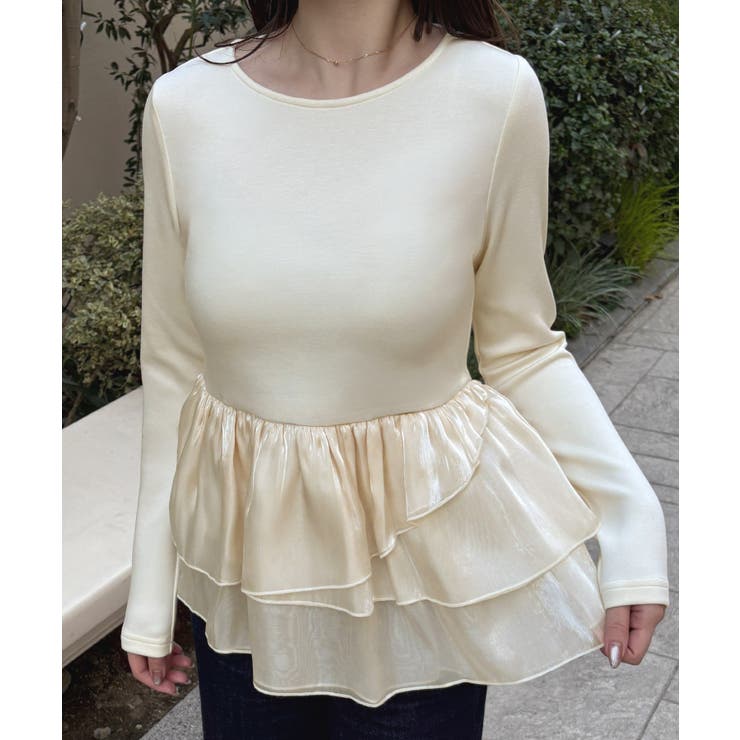 アイボリー | ペプラムドッキングトップス | JUNOAH