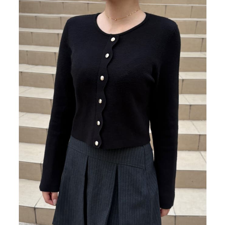 スカラップニットトップス | JUNOAH | 詳細画像1 