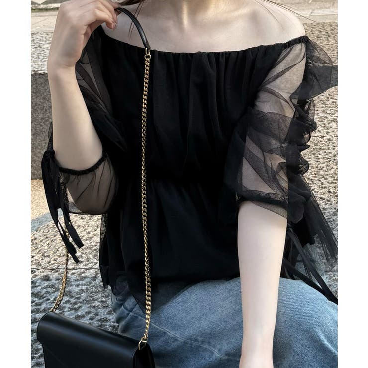 オフショルドロストチュールブラウス | JUNOAH | 詳細画像6 