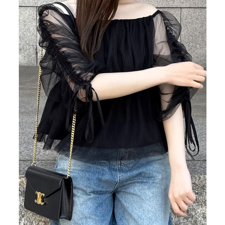 オフショルドロストチュールブラウス | JUNOAH | 詳細画像8 