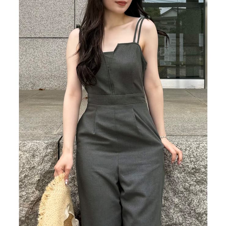 リネン混ショルダーリボンデザインオールインワン | JUNOAH | 詳細画像10 