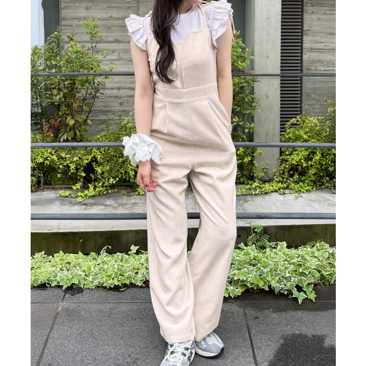 リネン混ショルダーリボンデザインオールインワン | JUNOAH | 詳細画像5 