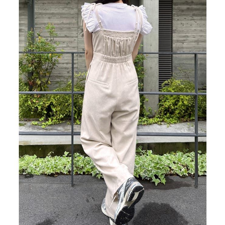 リネン混ショルダーリボンデザインオールインワン | JUNOAH | 詳細画像7 