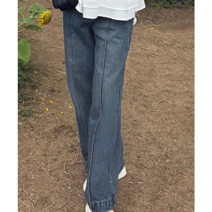 バックレースアップデニムワイドパンツ | JUNOAH | 詳細画像3 