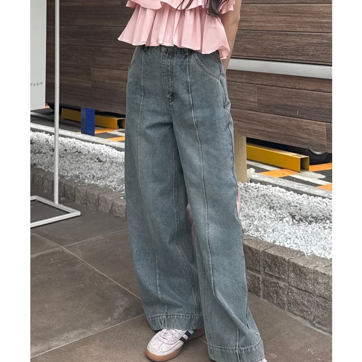 バックレースアップデニムワイドパンツ | JUNOAH | 詳細画像5 