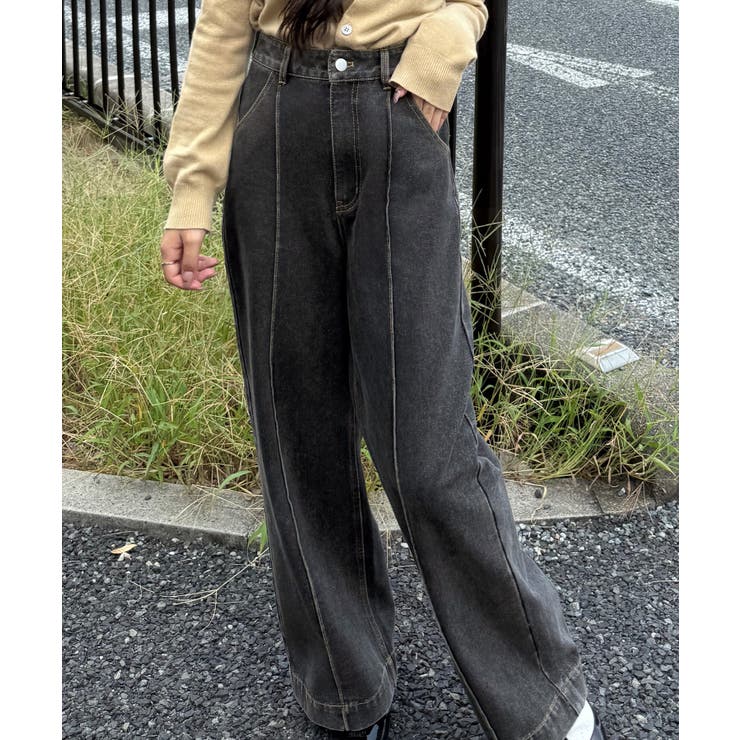 バックレースアップデニムワイドパンツ | JUNOAH | 詳細画像7 