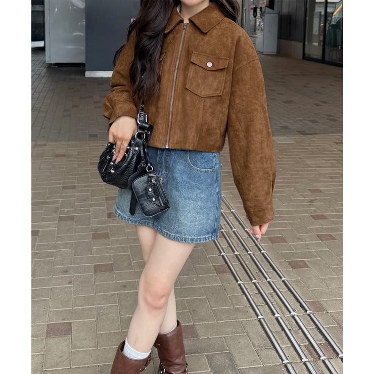 ショート丈スエードブルゾン | JUNOAH | 詳細画像1 