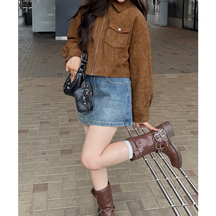 ショート丈スエードブルゾン | JUNOAH | 詳細画像2 