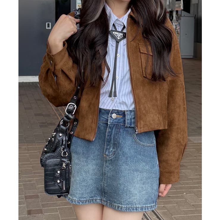 ショート丈スエードブルゾン | JUNOAH | 詳細画像4 