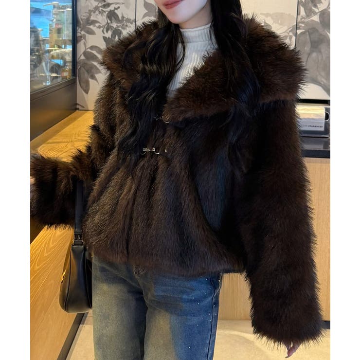 ブラウン | ビックカラーフェイクファージャケット | JUNOAH