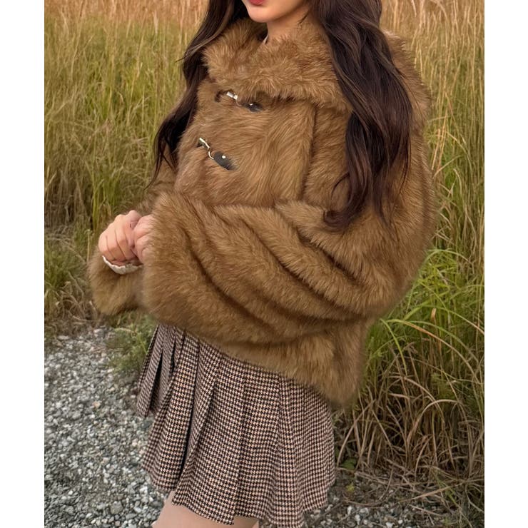 ライトブラウン | ビックカラーフェイクファージャケット | JUNOAH