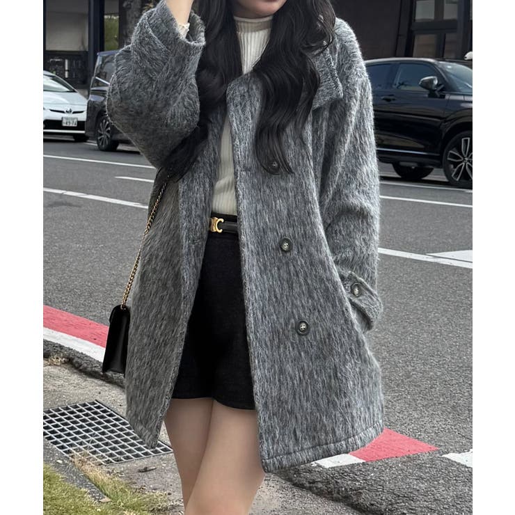 ベルト付きシャギーミドルコート | JUNOAH | 詳細画像10 