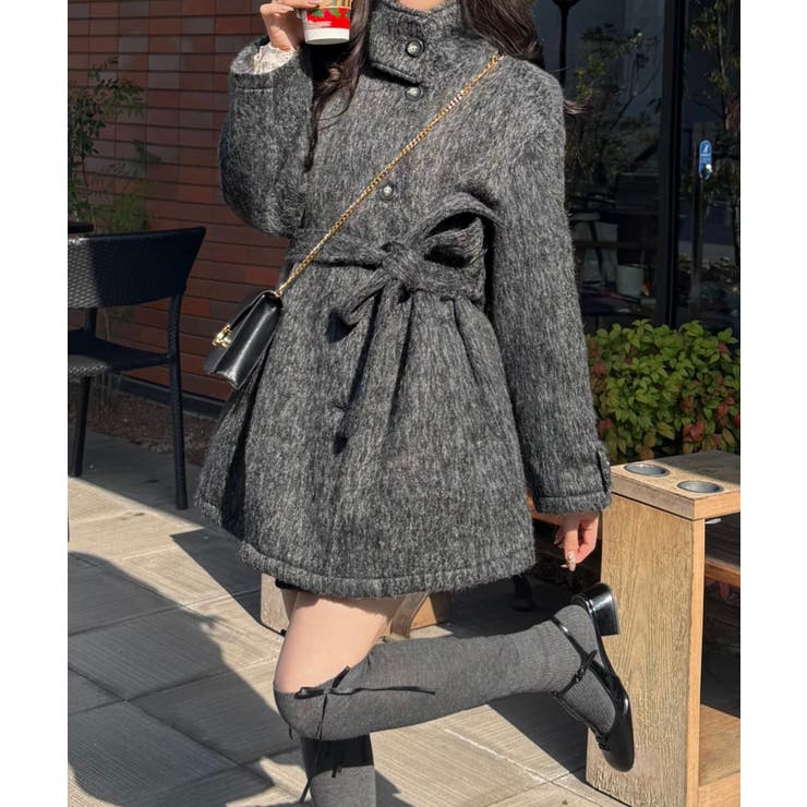 ベルト付きシャギーミドルコート | JUNOAH | 詳細画像5 