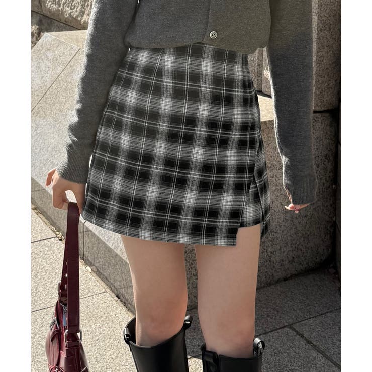 チャコール | バックレースアップミニスカパン | JUNOAH