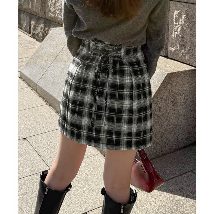 バックレースアップミニスカパン | JUNOAH | 詳細画像9 