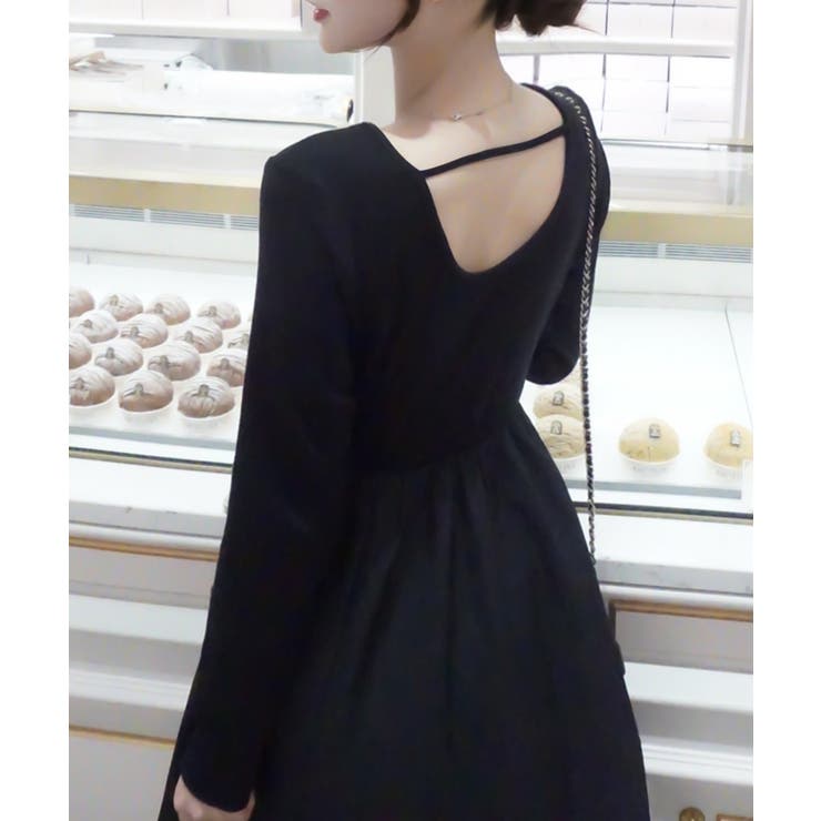 異素材ドッキングバックオープンワンピース | JUNOAH | 詳細画像1 