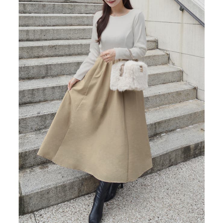 異素材ドッキングバックオープンワンピース | JUNOAH | 詳細画像4 