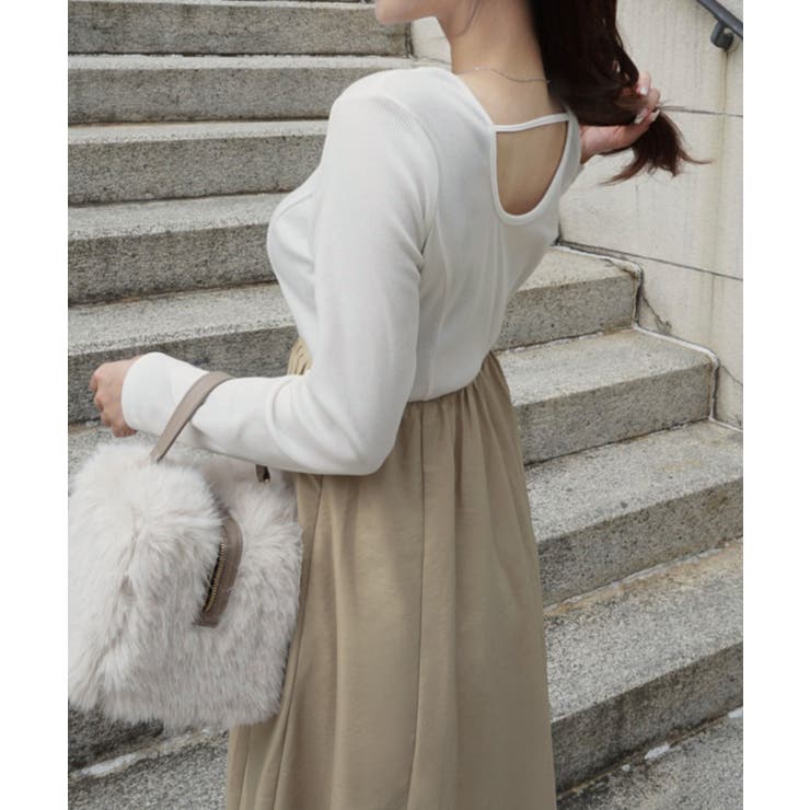 異素材ドッキングバックオープンワンピース | JUNOAH | 詳細画像6 