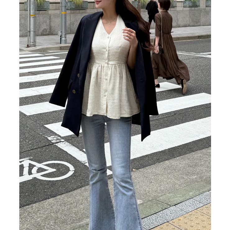 パール釦ツイードペプラムトップス | JUNOAH | 詳細画像10 