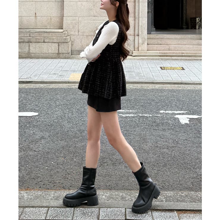 パール釦ツイードペプラムトップス | JUNOAH | 詳細画像15 