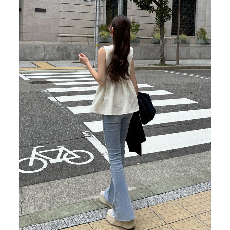 パール釦ツイードペプラムトップス | JUNOAH | 詳細画像9 